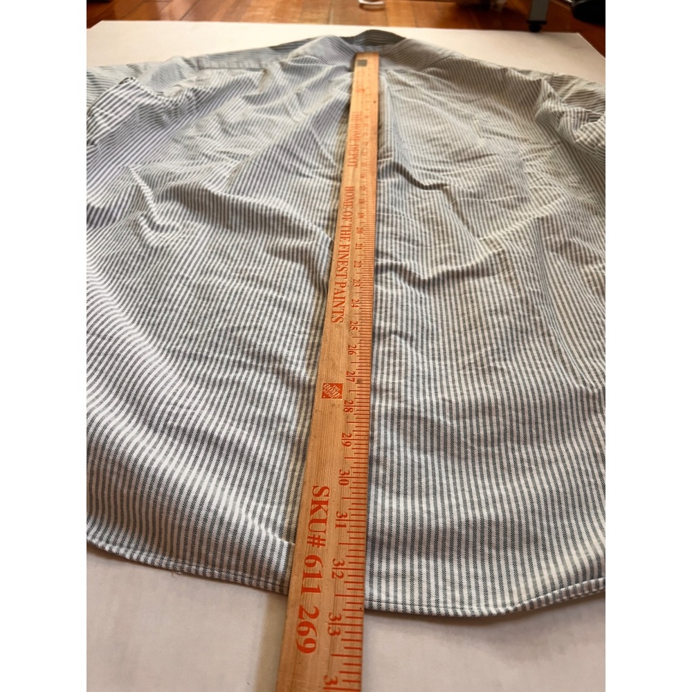 Ralph Lauren Big Shirt Mens Large Blue White Striped Cotton Button Down Pocket - Picture 8 of 8